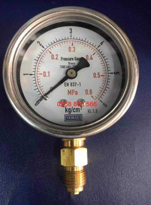 Đồng hồ đo áp suất Yamaki chân đồng