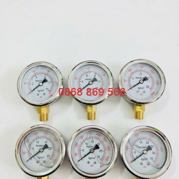 Đồng hồ áp suất Trung Quốc F63mm, có dầu